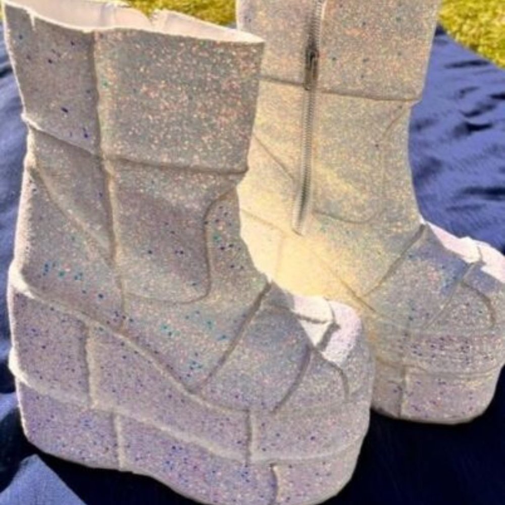 demonia stack 201g white glitter platform platforms